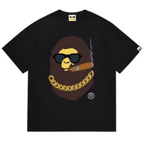 NEW! BAPE Ape Head Smoking Print Black Tee Size Medium NWT